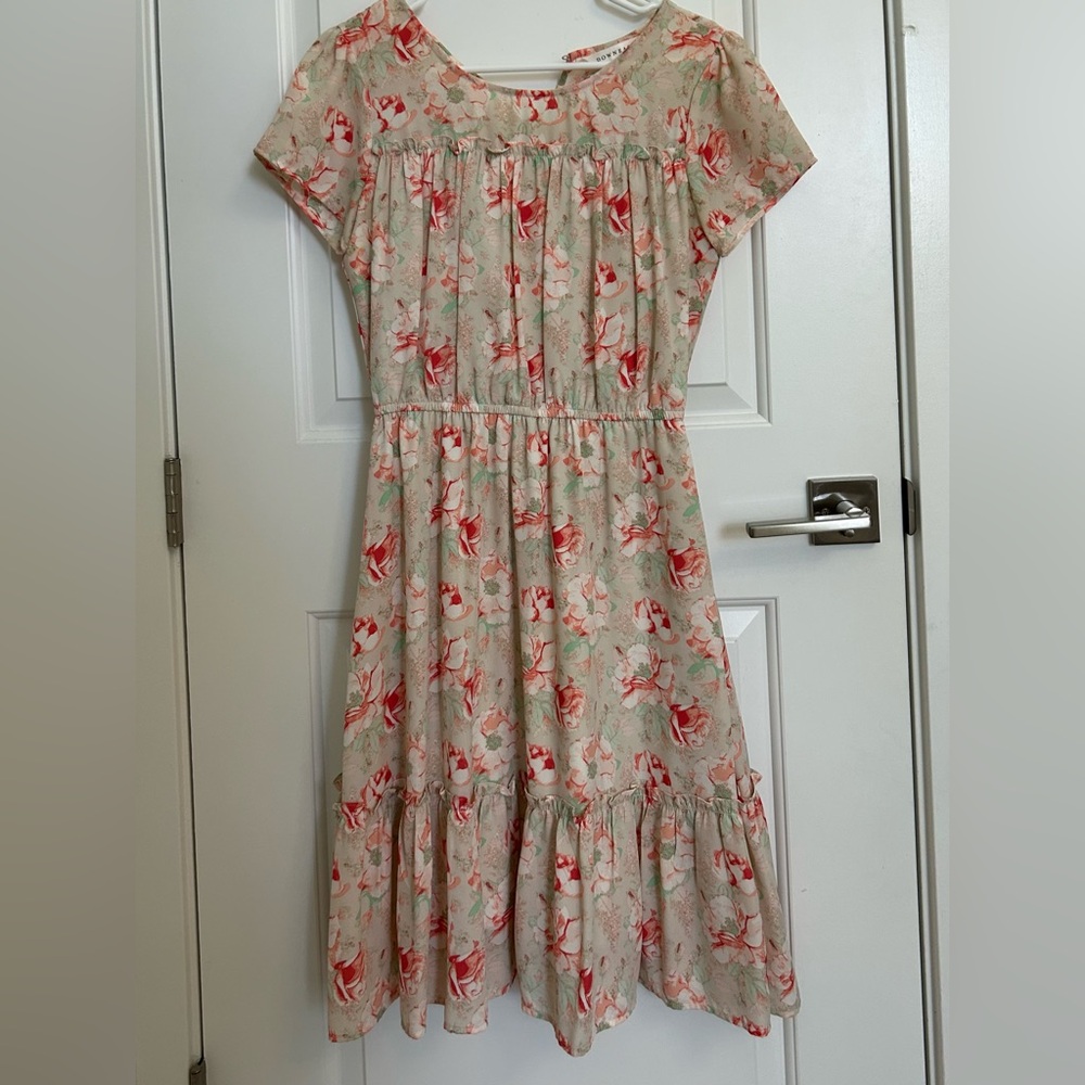 DownEast Floral Casual Dress in Pink and Cream